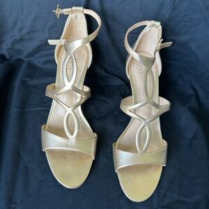 Gold 3 inch heeled Vince Camino sandals